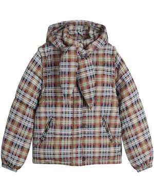 Damson Madder Pearl Tartan Check Puffer Jacket - Grey