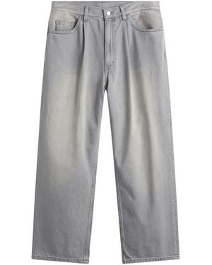 Beams Plus Wide Pleated Taper Denim Jeans - Grey
