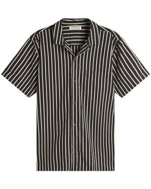 YMC Malick Seersucker Stripe Vacation Shirt - Black