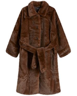 Meotine Kelly Long Faux Fur Coat - Brown