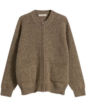 FRIZMWORKS Tweed Wool Deck Zip Cardigan - Green