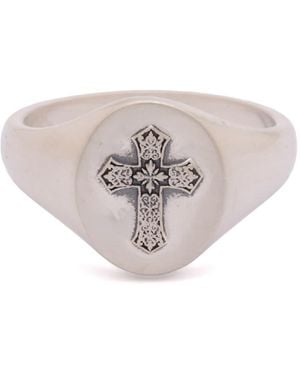 Serge Denimes Gothic Cross Ring - White