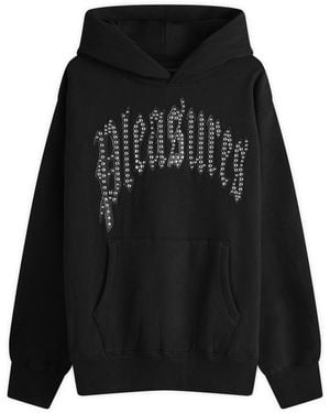 Pleasures Oversized Rhinestone Embellished Cotton Hoodie - Black
