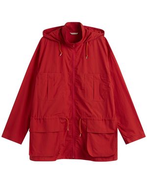 AURALEE Cotton Lawn Hooded Blouson Jacket - Red