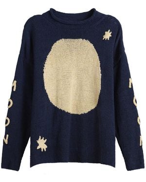 STORY mfg. Hand Knit Twinsun Roll Neck - Blue