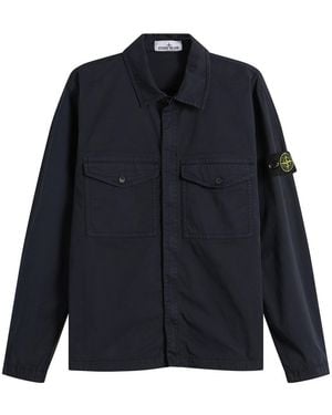 Stone Island Organic Cotton Twill Zip Shirt Jacket - Blue