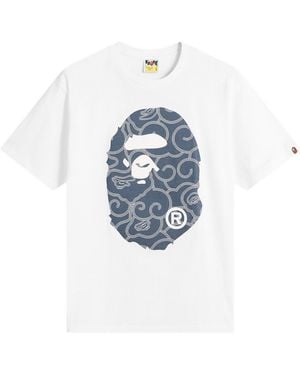A Bathing Ape Japanese Cloud Camo Big Ape Head T-Shirt - Blue