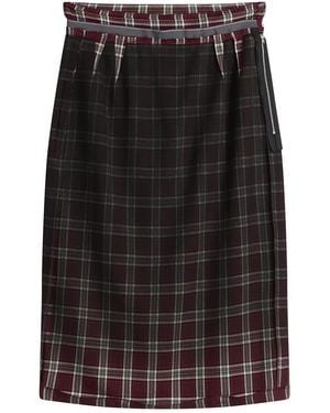 Maison Margiela Check Midi Skirt - Black
