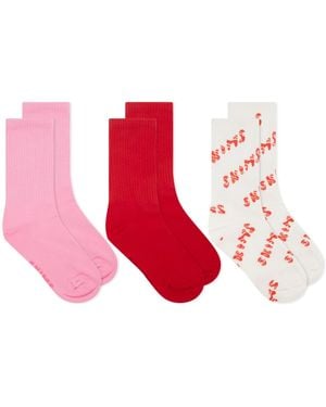 Skims Sport Sock 3-Pack - Red