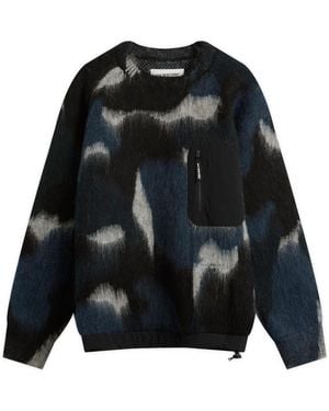 and wander Mixed Colour Shaggy Knit Jumper - Black