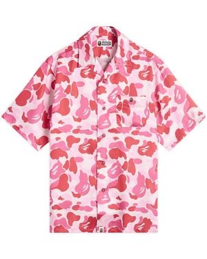 A Bathing Ape Abc Camo Open Collar Ss Shirts - Pink