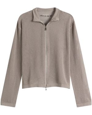 MKI Miyuki-Zoku Linen Loose Knit Track Jacket - Grey