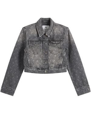 Marine Serre Moon Laser Denim Crop Jacket - Gray