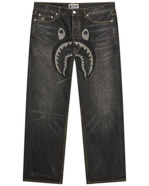 A Bathing Ape Shark Relaxed Fit Denim Trousers - Grey