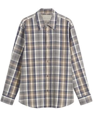 Studio Nicholson View Brushed Check Long Sleeve Shirt - Grey