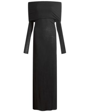 Skims Sheer Modal Off Shoulder Long Dress - Black