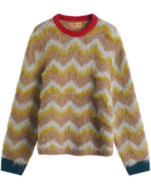 Brain Dead Zig Zag Boxy Knit Jumper - Green