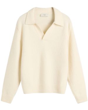 DUNST Open Collar Knit Jumper - White