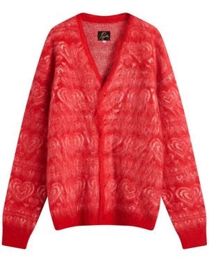 Needles Heart Mohair Cardigan - Red