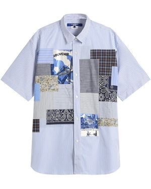 Junya Watanabe Patchwork Mix Short Sleeve Shirt - Blue