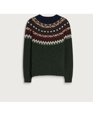 Barbour Scottish Made Placement Fairisle Crew - Green