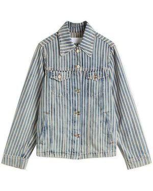 Ganni Light Stripe Denim Jacket - Blue