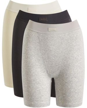 Skims Cotton Rib Boxer 3 Pack Bundle - Grey