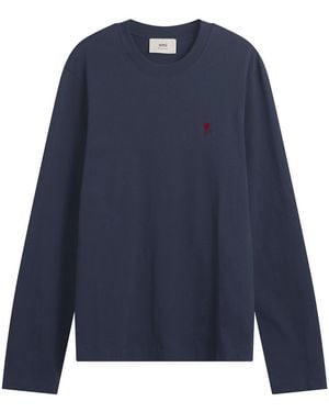 Ami Paris Ami De Coeur Long Sleeve T-Shirt - Blue