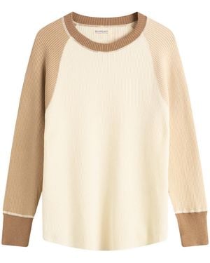 Beams Boy Waffle Long Sleeve Crew Jumper - Natural