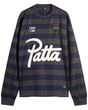 PATTA Stripe Long Sleeve Football Jersey - Blue