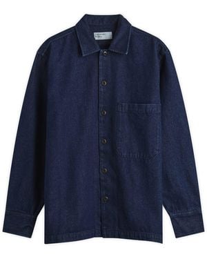 Universal Works Denim Fatigue Overshirt - Blue
