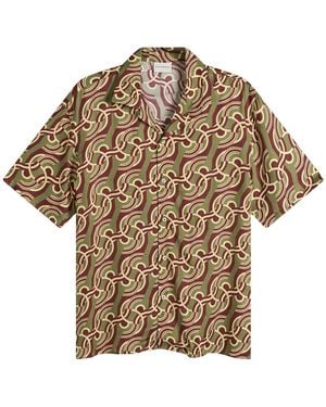 Drole de Monsieur Viscose Chain Link Monogram Shirt - Brown