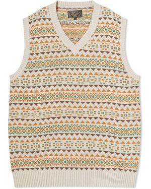 Beams Plus Fair Isle Knit Vest - Natural