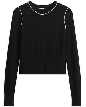 St. Agni Wool Fine Line Cardigan - Black