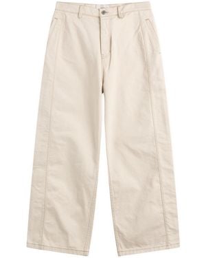Ami Paris Off- Cotton Twill Wide Fit Trousers - Natural