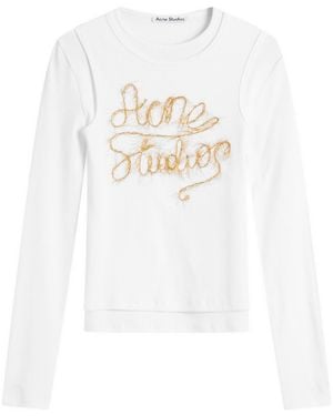 Acne Studios Elga Tinsel Long Sleeve Top - White