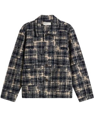 Universal Works Patch Check Fleece Rams Jacket - Gray