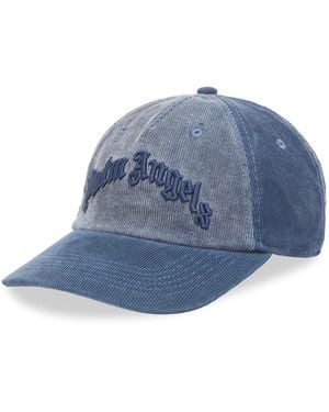 Palm Angels Curved Logo Corduroy Cap - Blue
