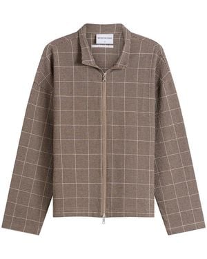 MKI Miyuki-Zoku Seersucker Check Track Jacket - Grey