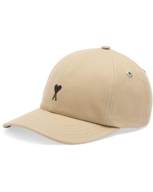 Ami Paris Soft Cotton Gabardine Cap - Natural