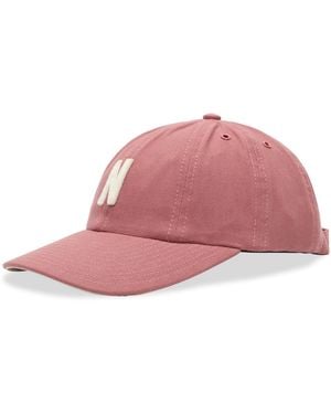 Norse Projects Light Canvas Felt N 8 Panel Cap - Pink