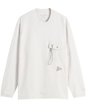 and wander Heavy Cotton Longsleeve Pocket T-Shirt - White