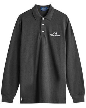 Polo Ralph Lauren Script Logo Long Sleeve Polo - Black