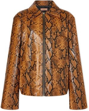 Kitri Wilma Snakeskin Vinyl Jacket - Brown