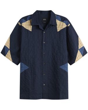 A.P.C. Patchwork Shirt Jacket - Blue