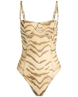 GOOD AMERICAN Mesh Bustier Bodysuit - Natural