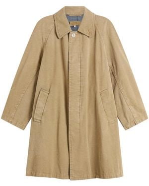 Maison Margiela Mm6 Coated Long Coat Jacket - Natural