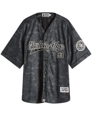 A Bathing Ape Camo Stripe Baseball Shirt - Black