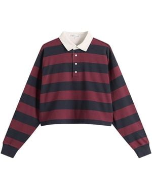 GOOD AMERICAN Cropped Rugby Polo Top - Purple