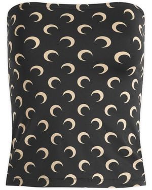 Marine Serre Recycled Moon Jersey Ss Tube Top - Black